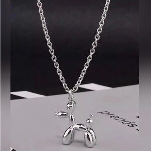Silver Balloon Dog Pendant Necklace